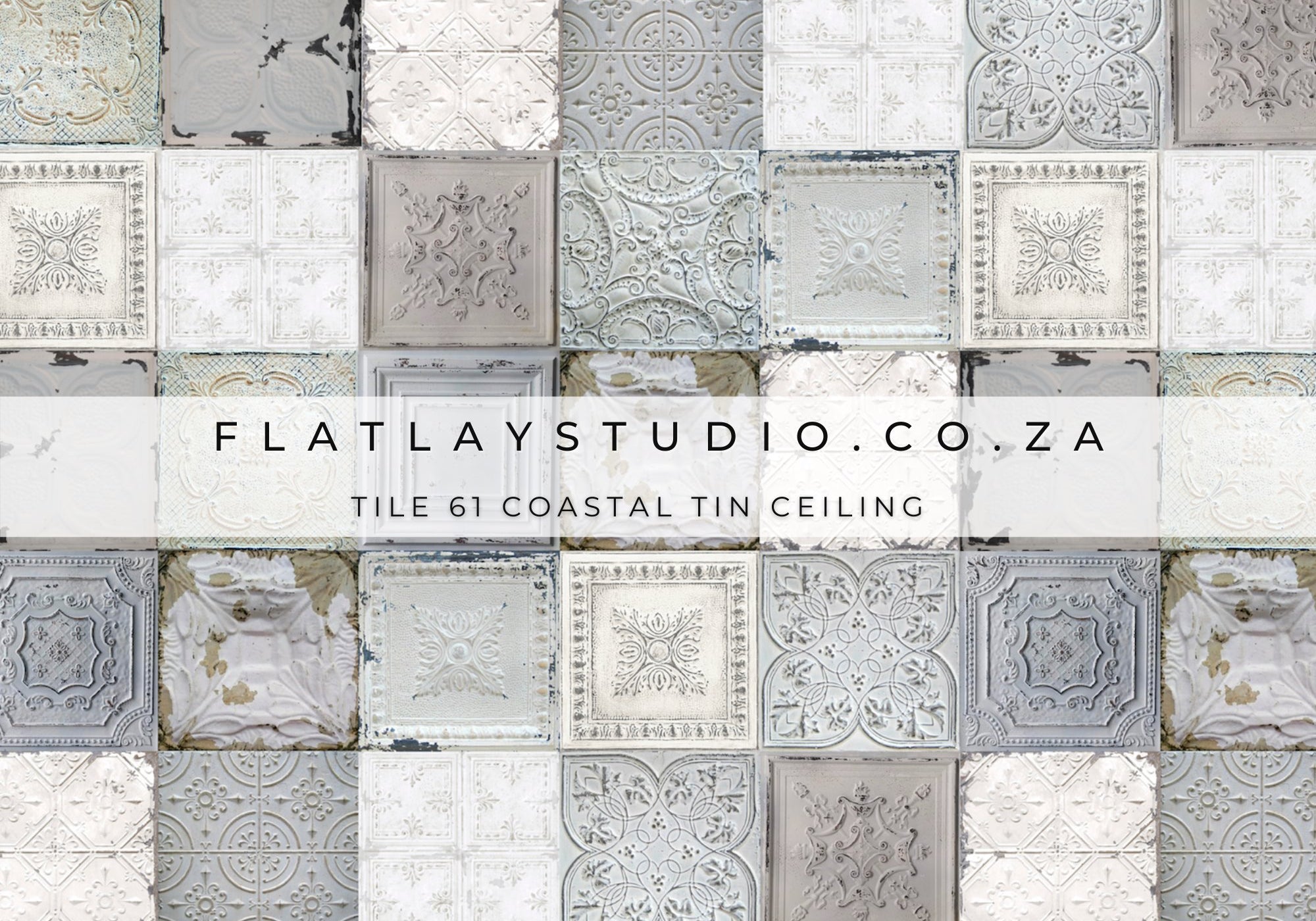 Tile 61 Coastal Tin Ceiling - FlatlayStudio Flatlay Styling Board