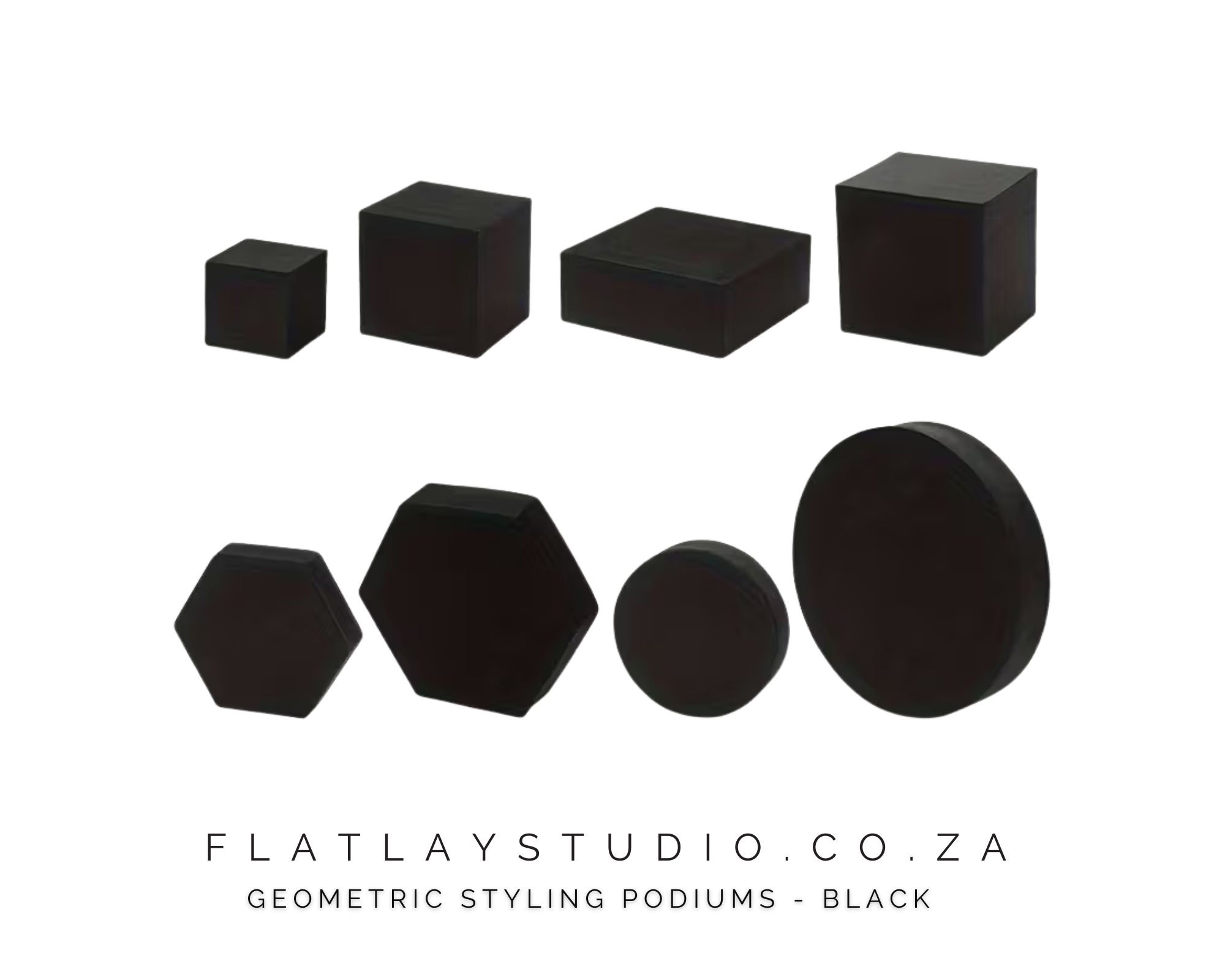 Geometric Podium Risers 8 pcs for Product Photography - Black or White