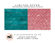 Double-sided photography backdrop - Wood 83 Maldives + Tile 86 Flamingo Herringbone