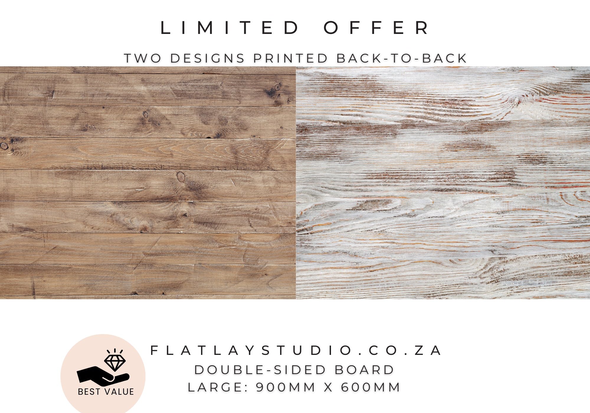 Double-sided Large Board: Wood 69 + Wood 72 Flatlay Styling Board Flatlay Studio 