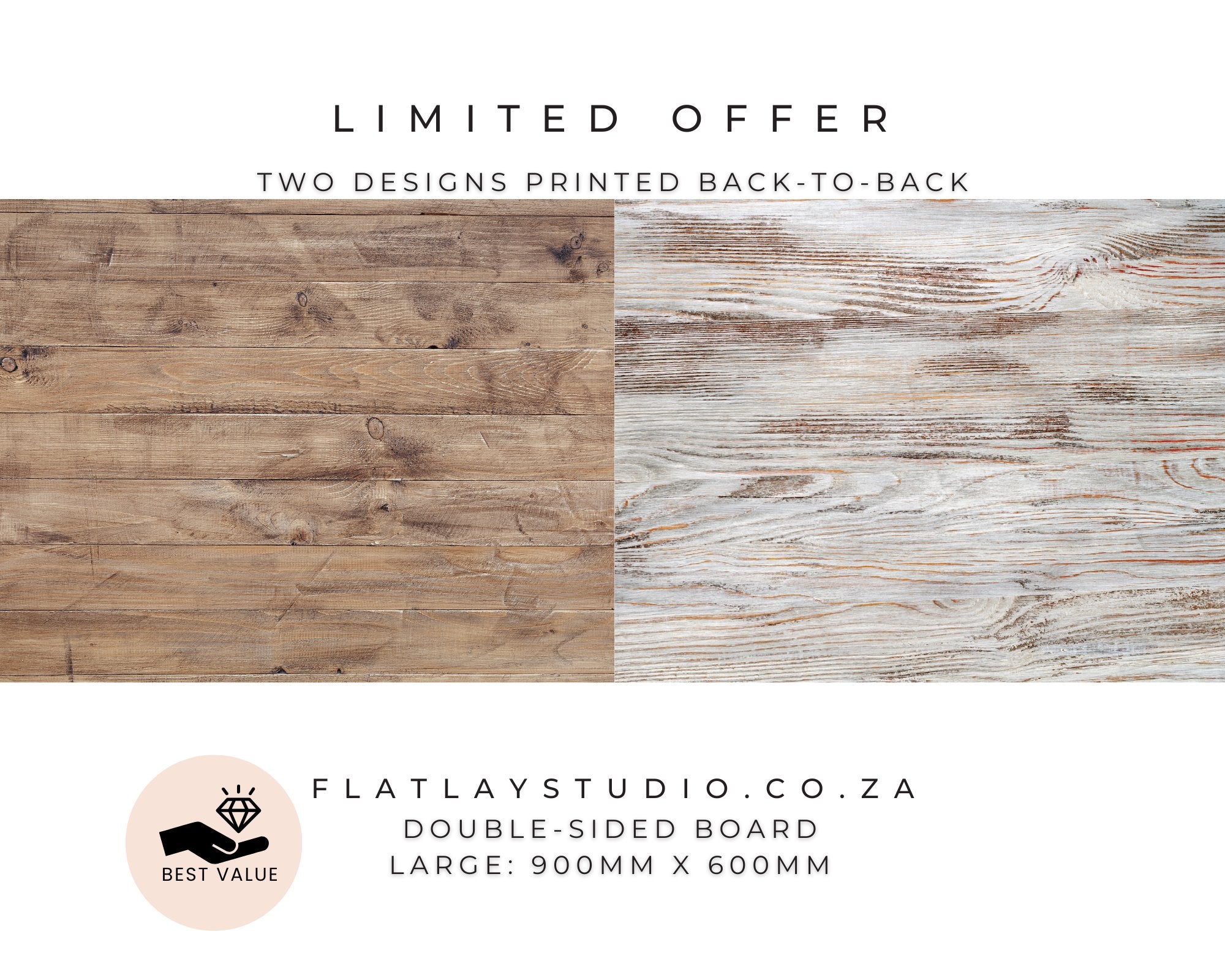 Double-sided Large Board: Wood 69 + Wood 72 Flatlay Styling Board Flatlay Studio 