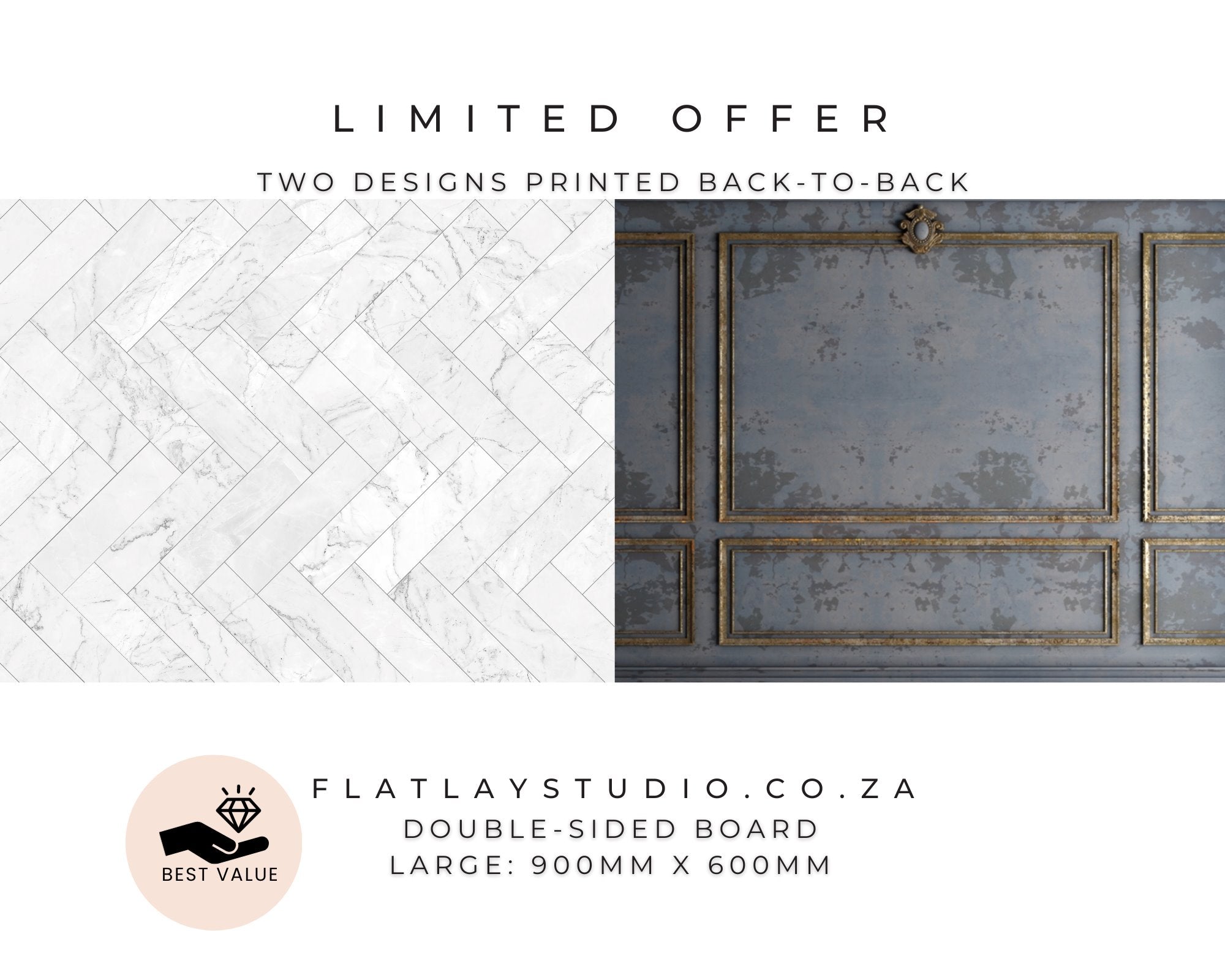 Double-sided Large: Tile 20 + Wall 17 Studio Backgrounds Flatlay Studio 