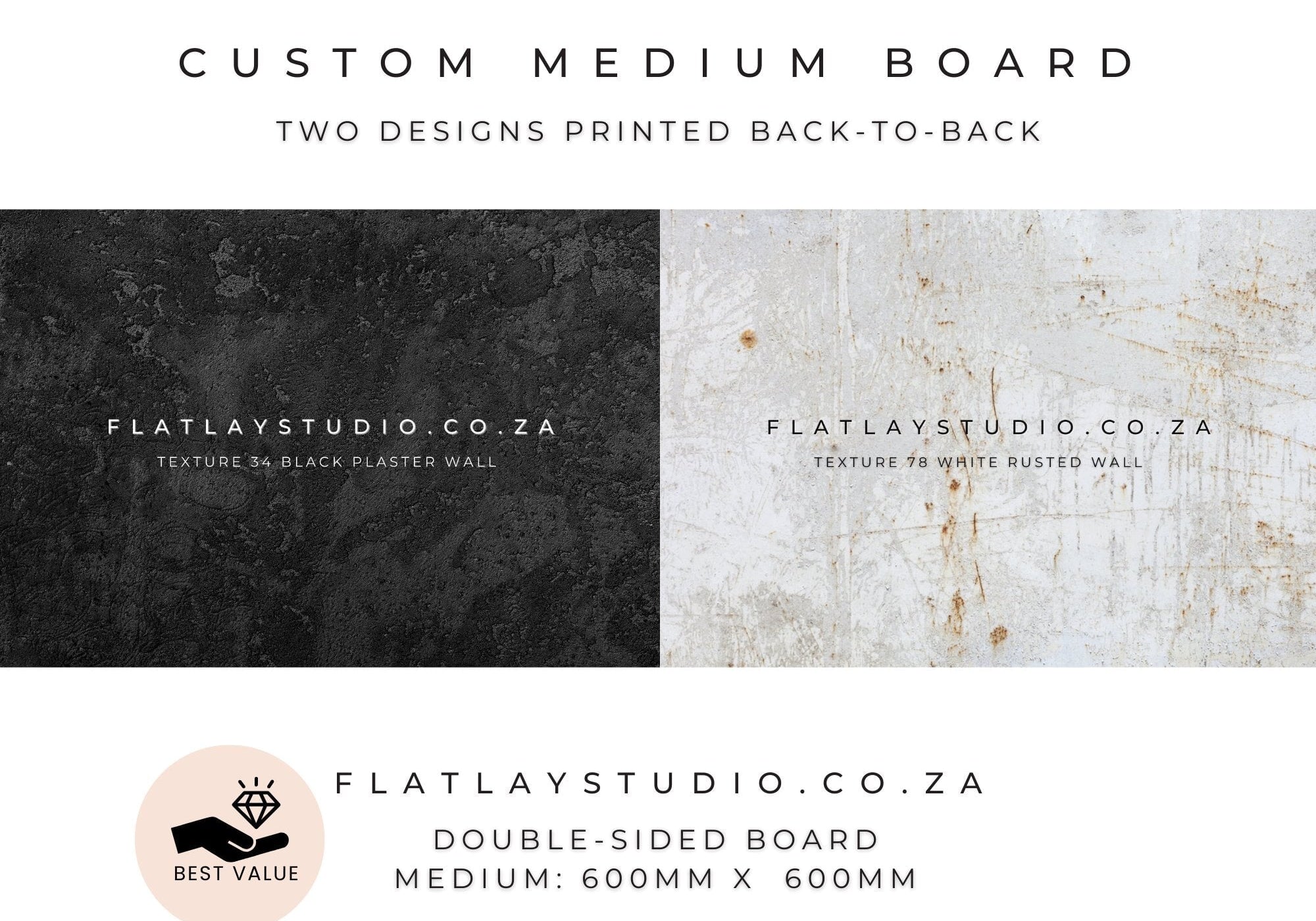 Double-Sided Medium Board: Texture 34 + Texture 78 Flatlay Styling Board Flatlay Studio 