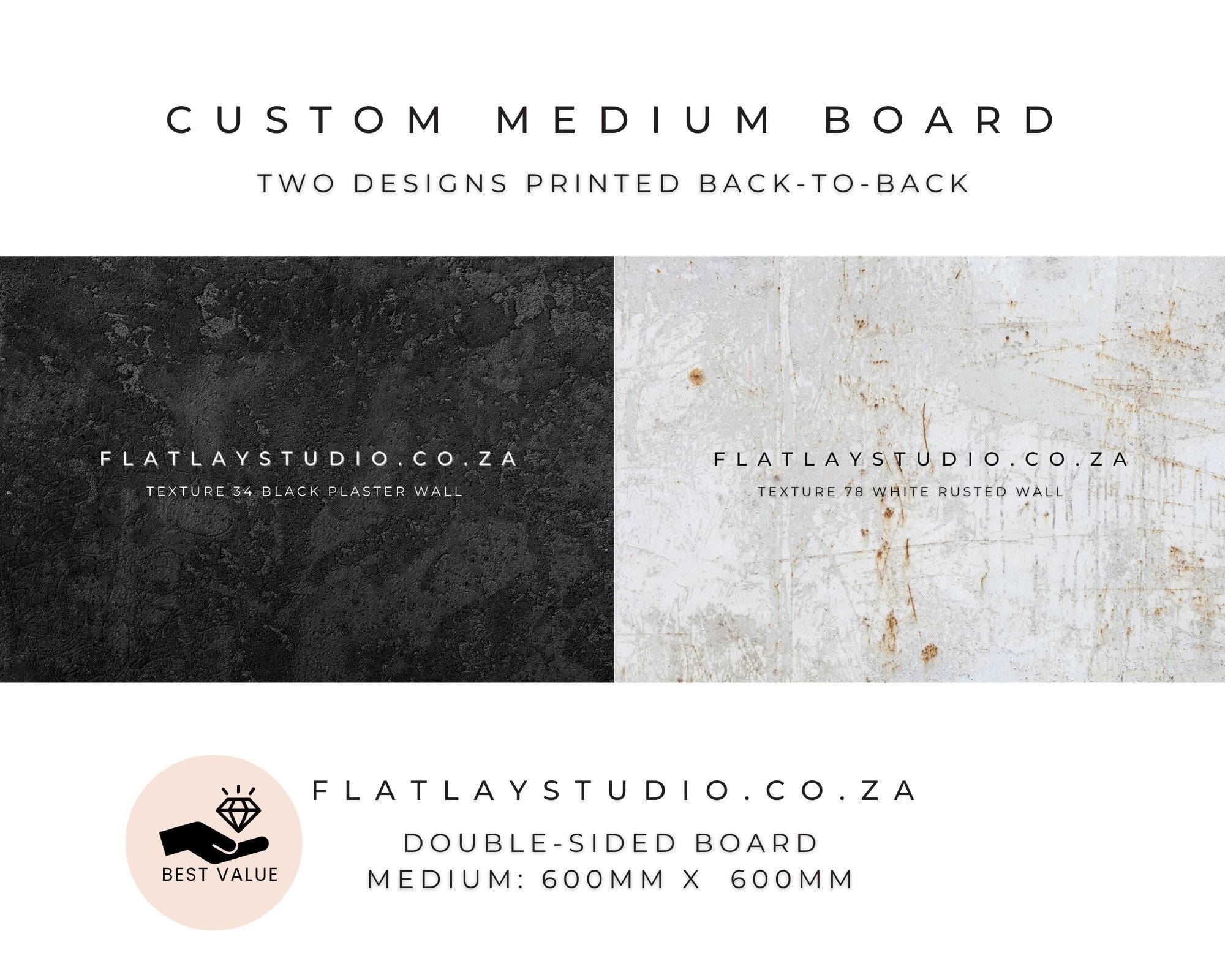 Double-Sided Medium Board: Texture 34 + Texture 78 Flatlay Styling Board Flatlay Studio 